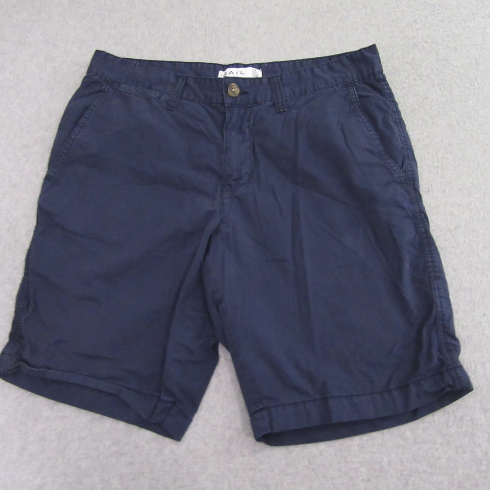 The Rail Mens Chino Shorts 32 x 9 Blue 100% Cotton‎ Flat Front Pocket